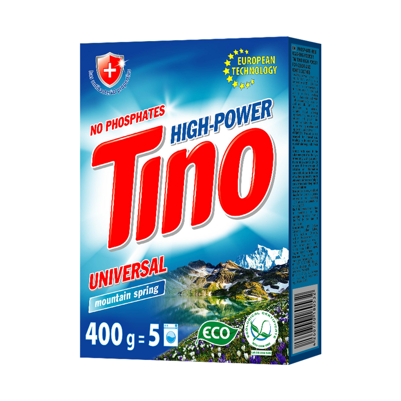 Порошок пральний безфосфатний TINO HIGH-POWER Mountain spring 400 г